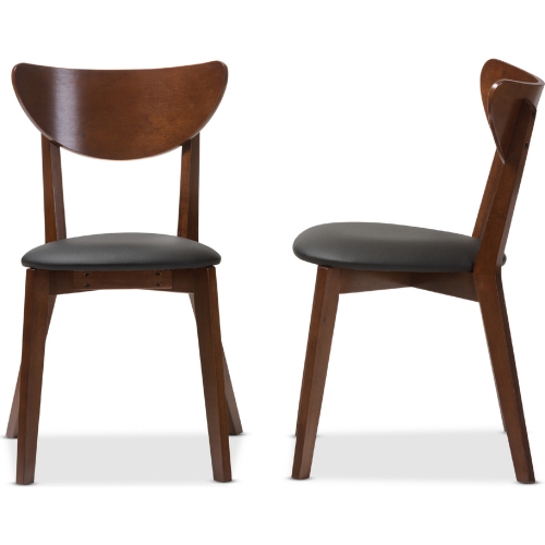 Sumner Dining Chair in Black Leatherette & Walnut Brown (Set of 2)